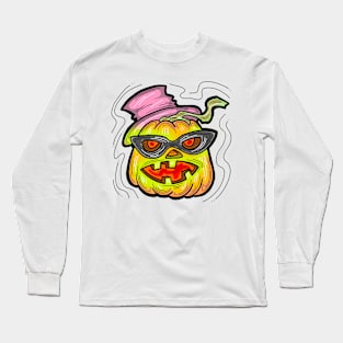 Scary Halloween pumpkin monster face head. Long Sleeve T-Shirt